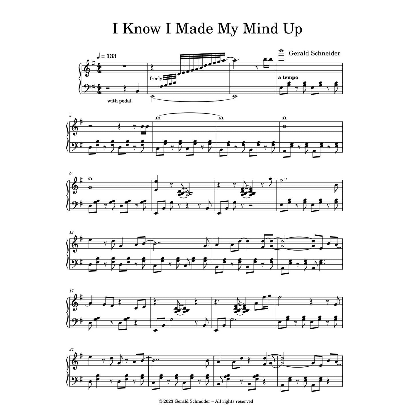 I Know I Made My Mind Up - Piano Sheet Music