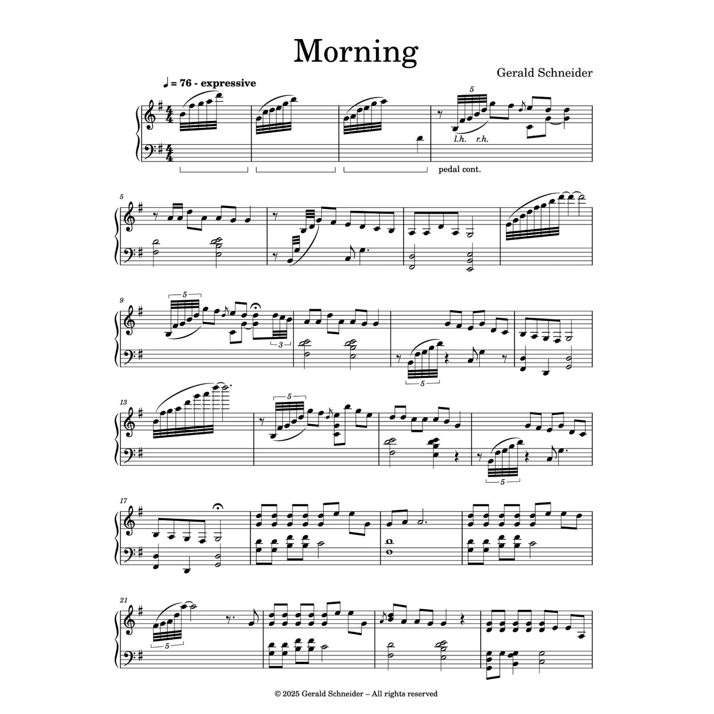 Morning - Piano Sheet Music