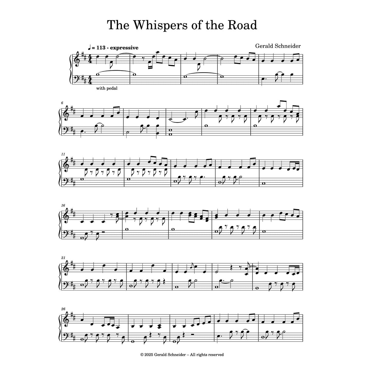 The Whispers of the Road - Piano Sheet Music