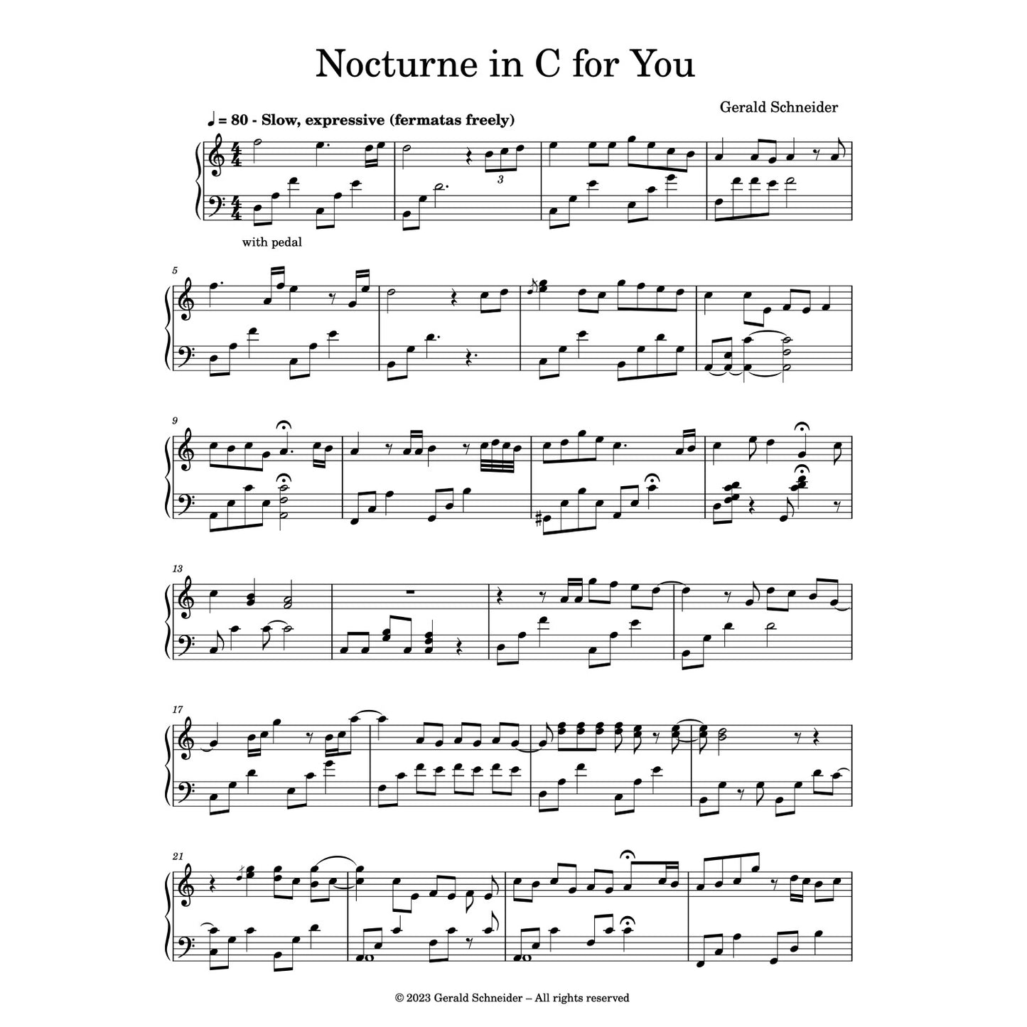Nocturne in C for You - Piano Sheet Music